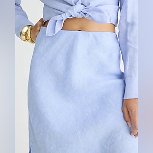 JCrew French Blue Gwyneth slip skirt in linen - Picture 4 of 5